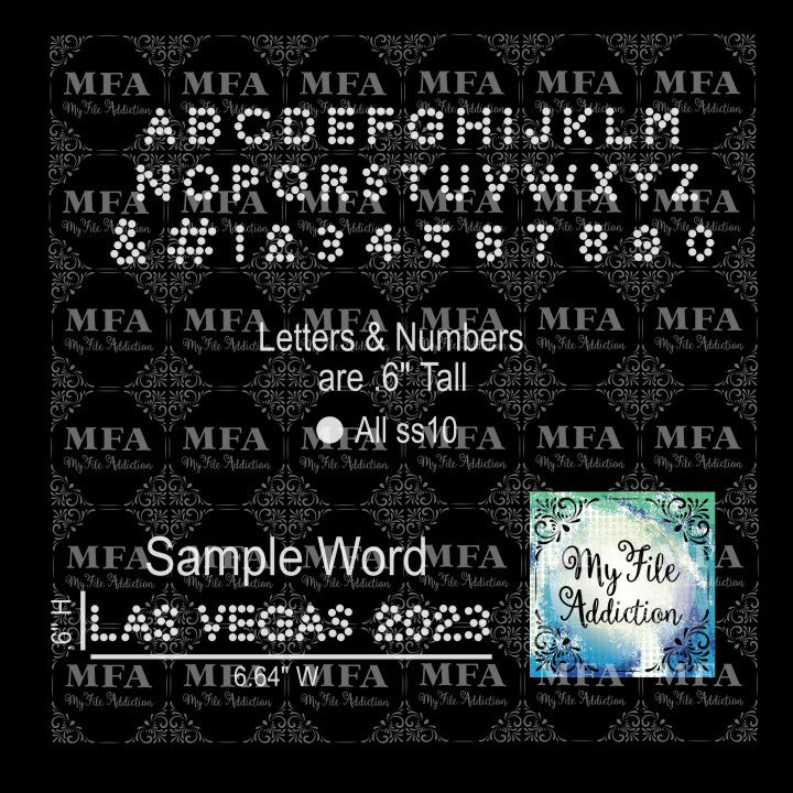 .6" Arial Font Letters and Numbers Rhinestone Digital Download File