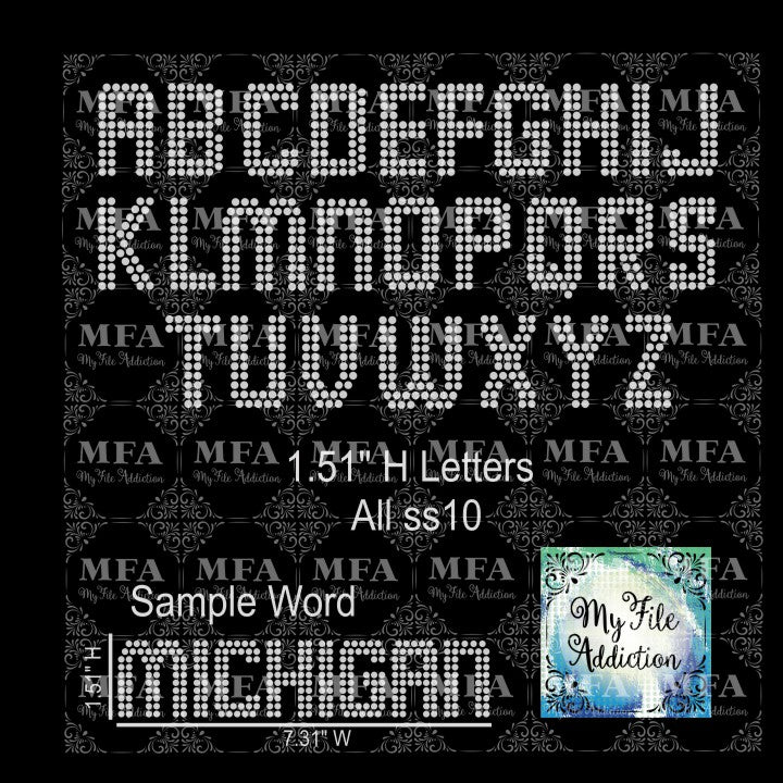 1.51" Square Letters Rhinestone Digital Download File