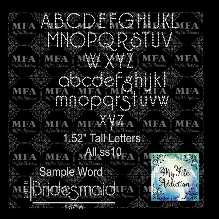 1.52" Riesling Letters Rhinestone Digital Download File