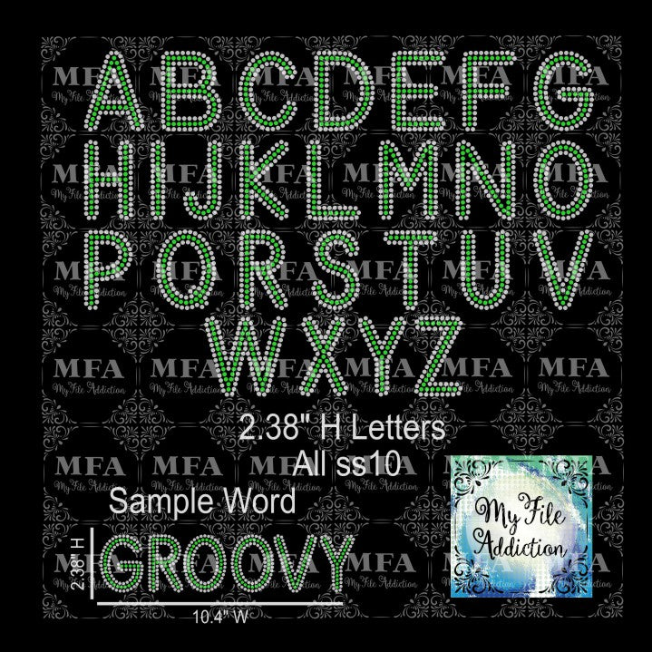 2.38" Arial 2 Color Letters Rhinestone Digital Download File