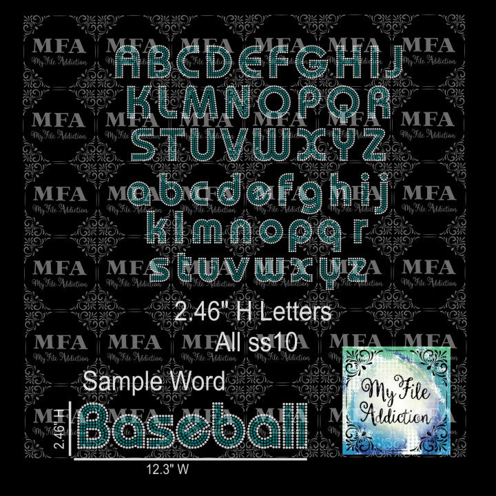 2.46" Bash Bold Letters Rhinestone Digital Download File