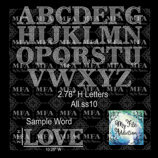 2.78" Aura Bold Letters Rhinestone Digital Download File
