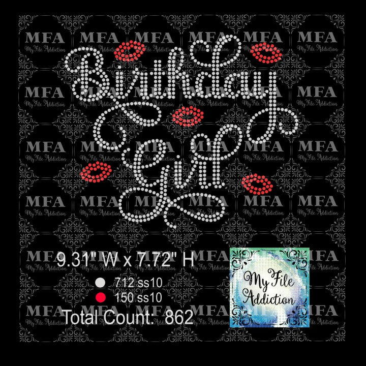 Birthday Girl Lips Rhinestone Digital Download File
