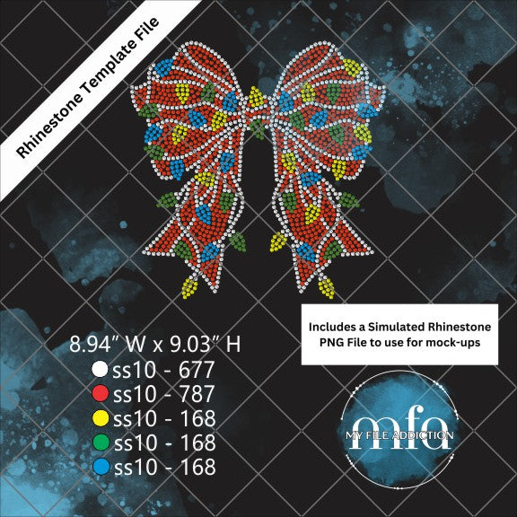 Bow Christmas Lights 1 Rhinestone Template File