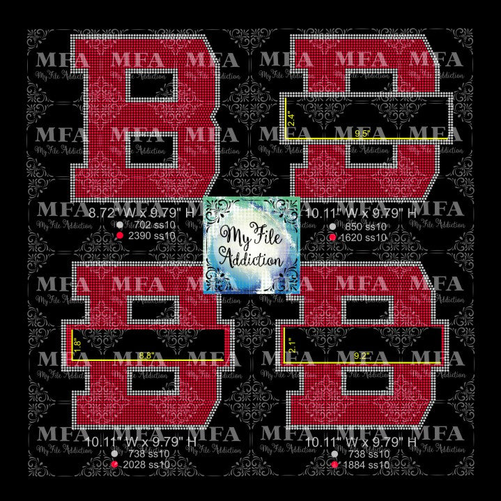 B with Banner Rhinestone Digital Download File