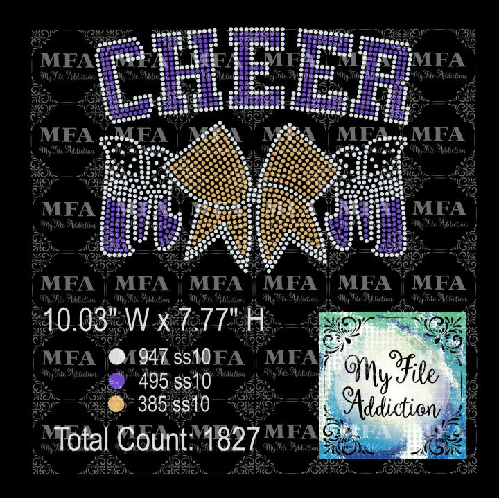 Cheer Mom Bow 2 Rhinestone Digital Download File