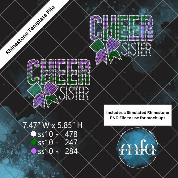 Cheer Sister 2 Layouts Small Rhinestone Template File - My File Addiction