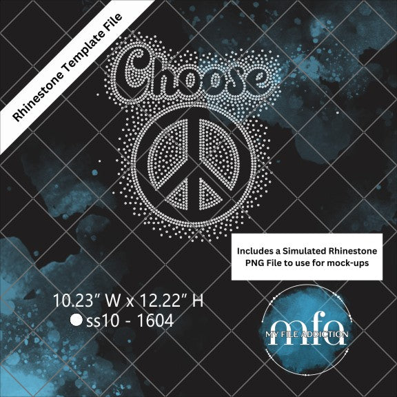 Choose Peace Rhinestone Template File - My File Addiction