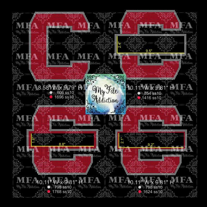 C with Banner Rhinestone Digital Download File