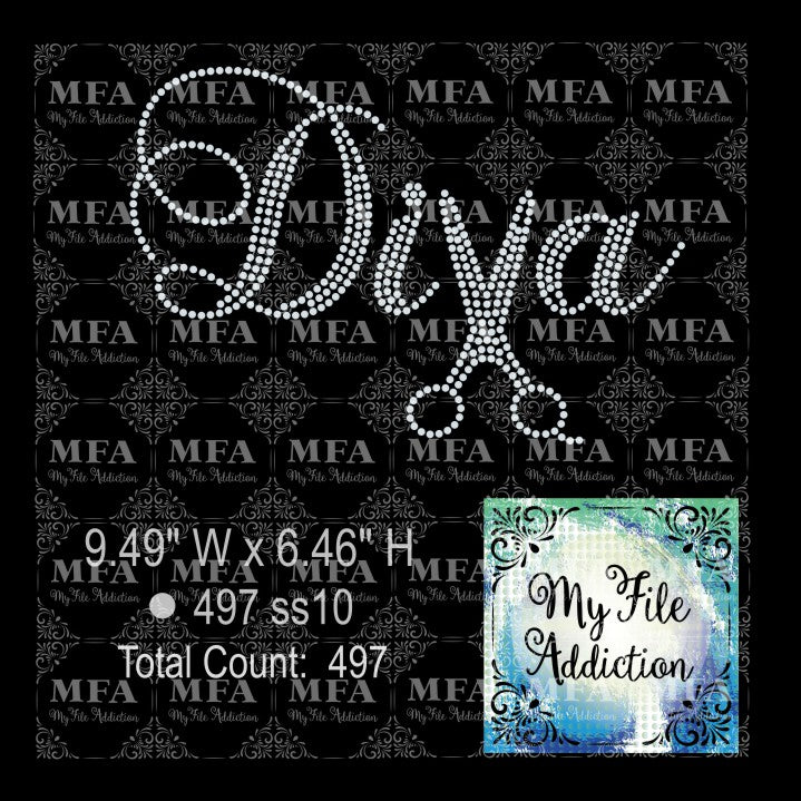 Diva Hair Stylist Rhinestone Digital Download File