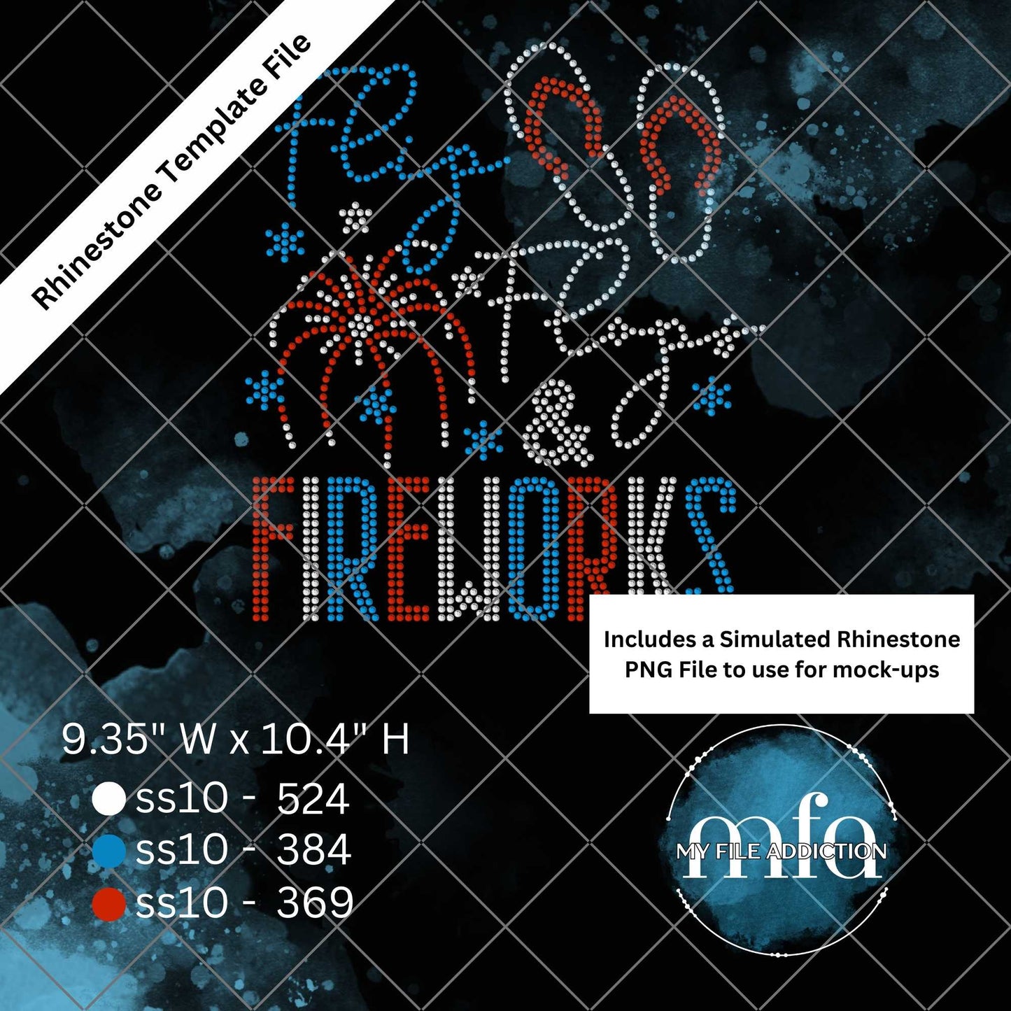 Flip Flops and Fireworks Rhinestone Template File