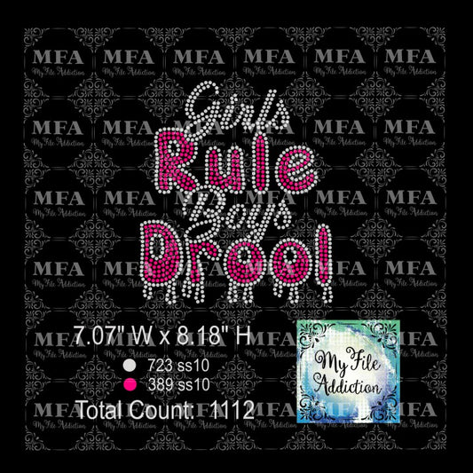Girls Rule Boys Drool 2 Rhinestone Digital Download File