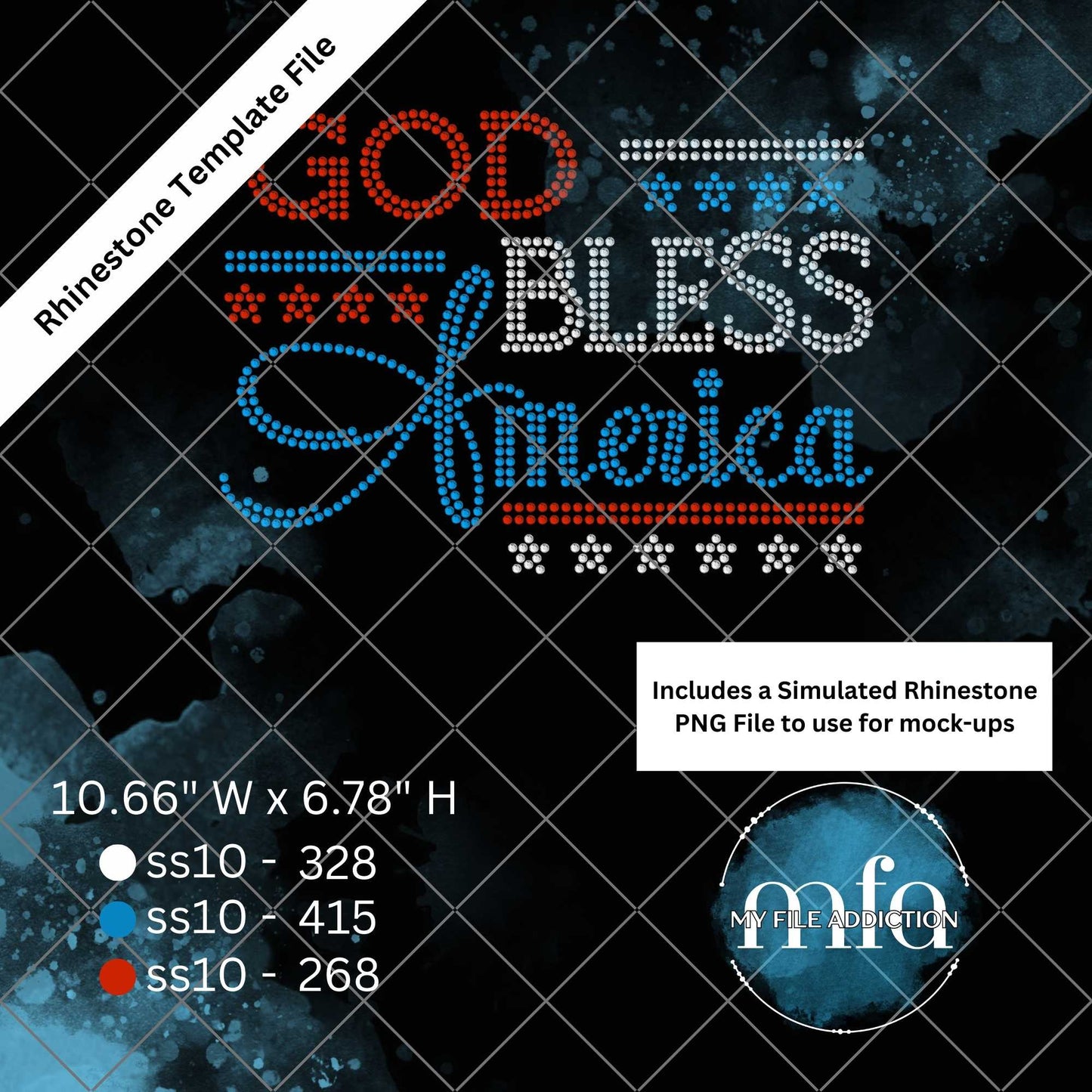 God Bless America Rhinestone Template File