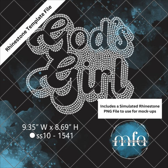 God's Girl Retro Rhinestone Template File