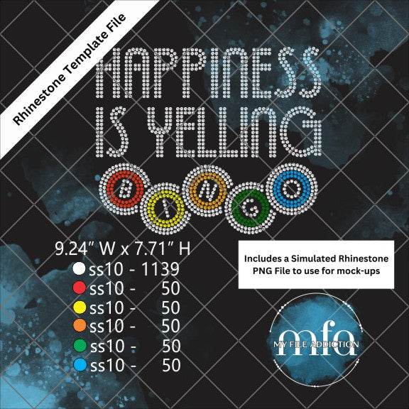 Happiness is Yelling Bingo Rhinestone Template File - My File Addiction