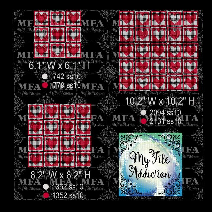 Heart Patchwork Rhinestone Digital Download File