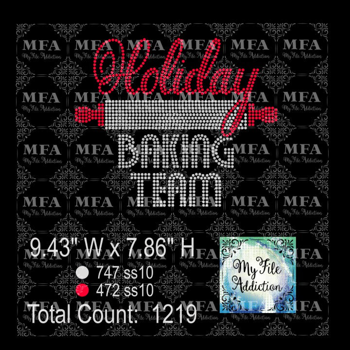 Holiday Baking Team 3 Rhinestone Digital Download File
