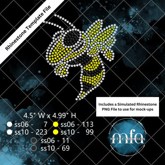 Hornet Mascot Medium Rhinestone Template File