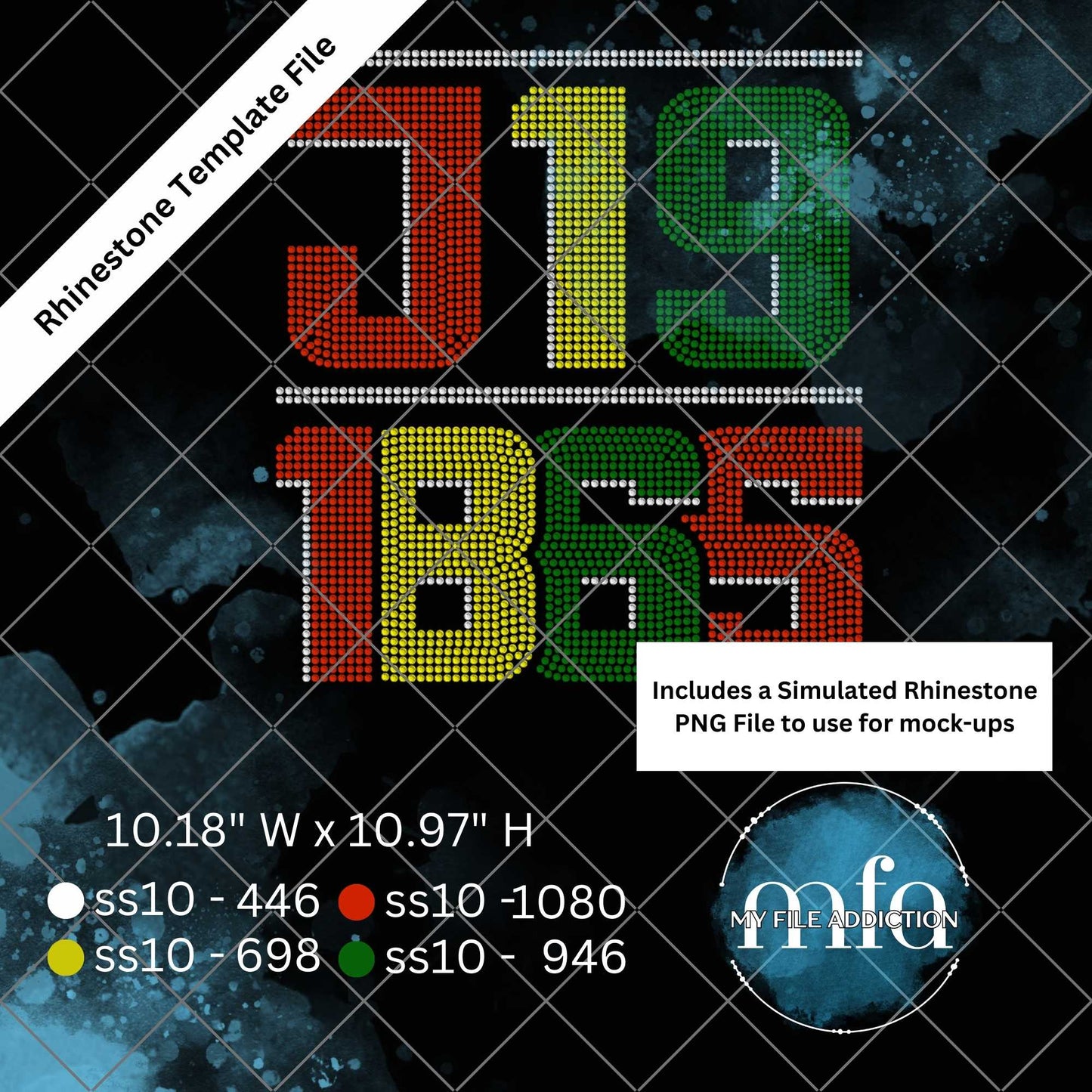 J 19 Juneteenth Rhinestone Template File