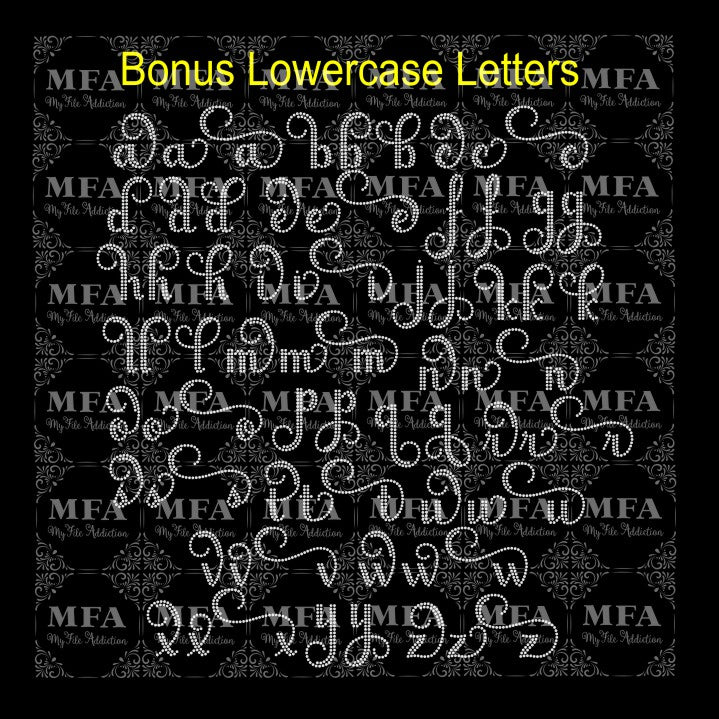 Laura Script Upper & Lower Letters Rhinestone Digital Download File