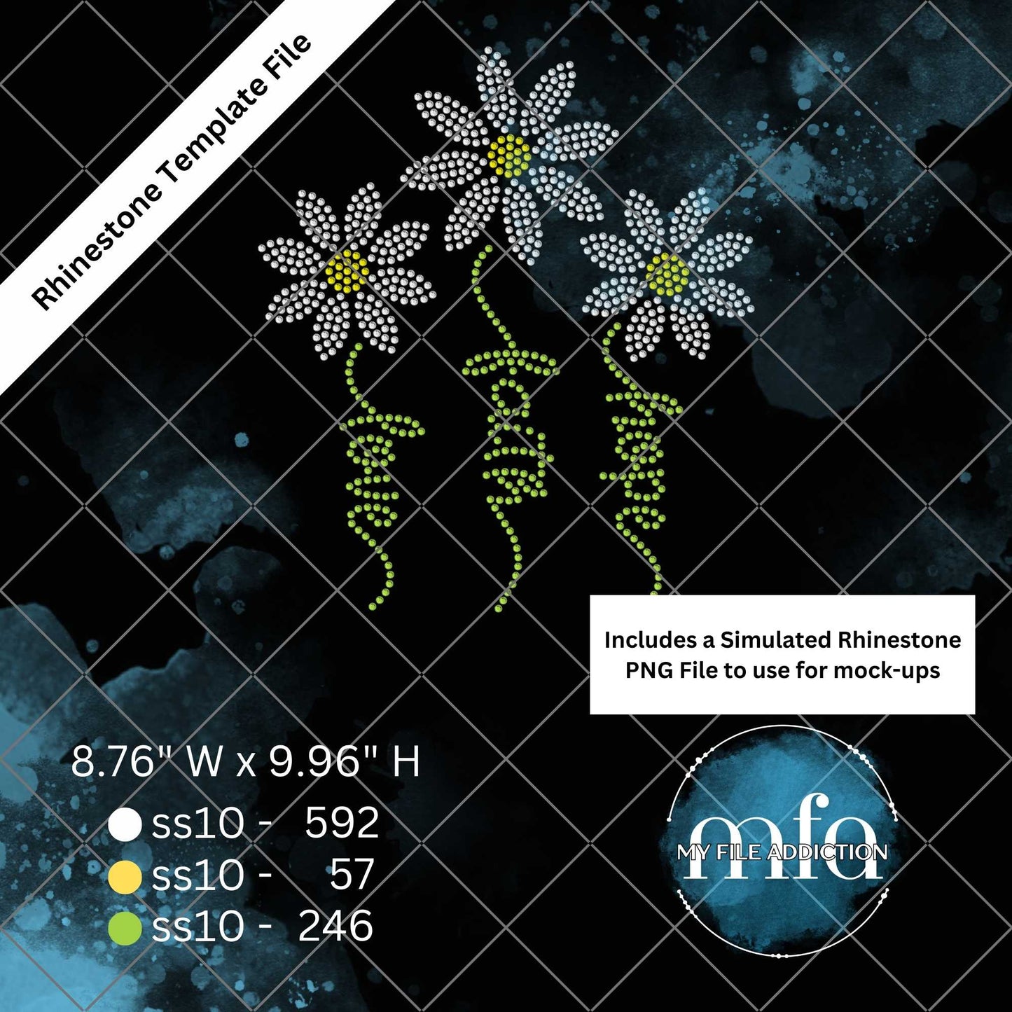 Love Faith Hope Daisies Rhinestone Template File