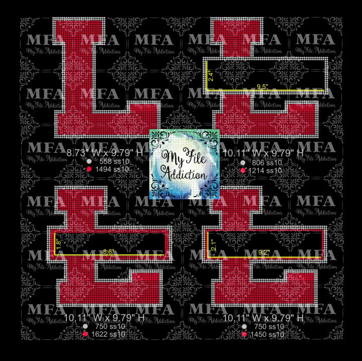 L with Banner Rhinestone Digital Download File