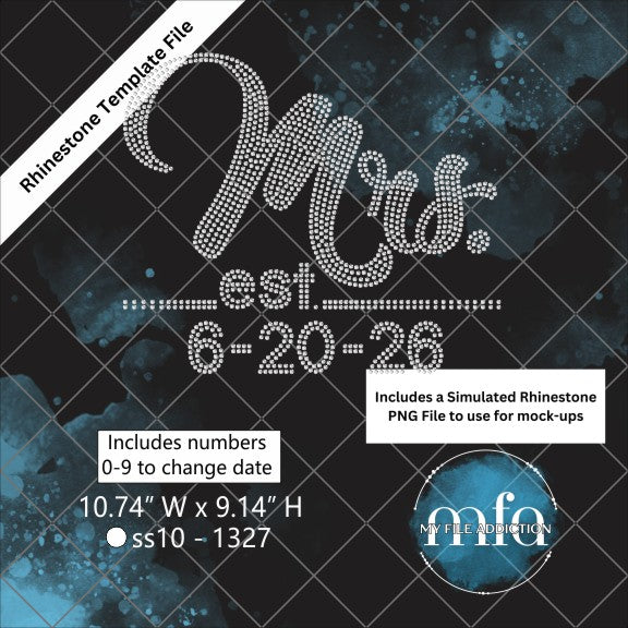 Mrs with Dates Rhinestone Template File - My File Addiction