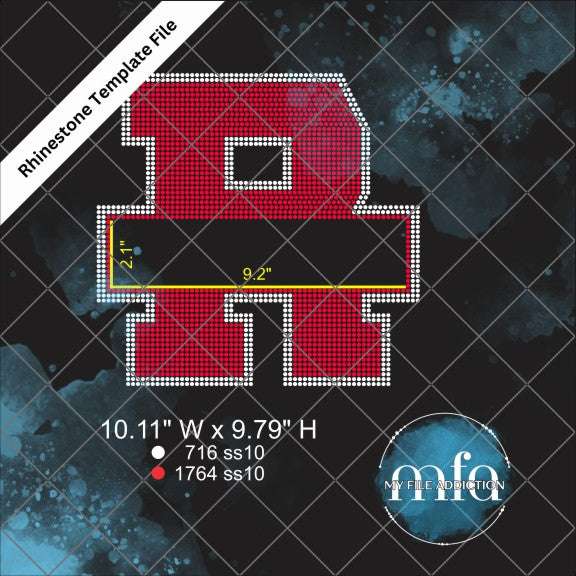 R with Banner Rhinestone Template File
