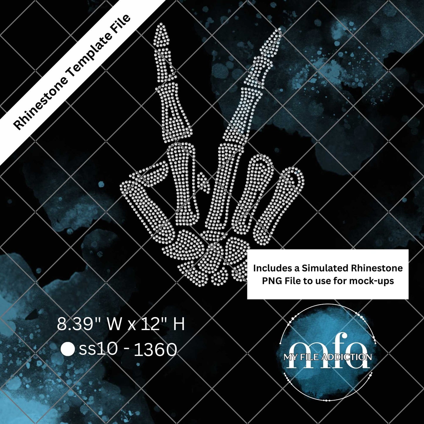 Skeleton Peace Sign Rhinestone Template File