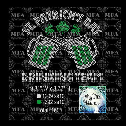 St Patrick's Day Drinking Team 5 Rhinestone Digital Download File
