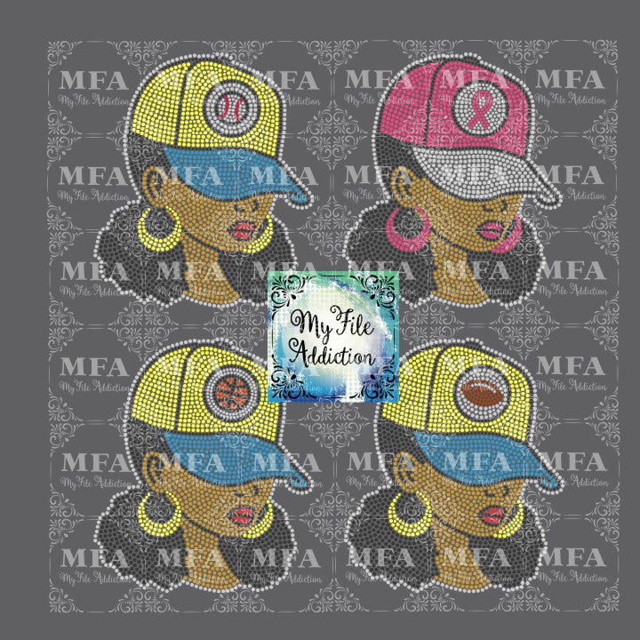 Woman Personalized Trucker Baseball Hat 1 Rhinestone Digital Download File