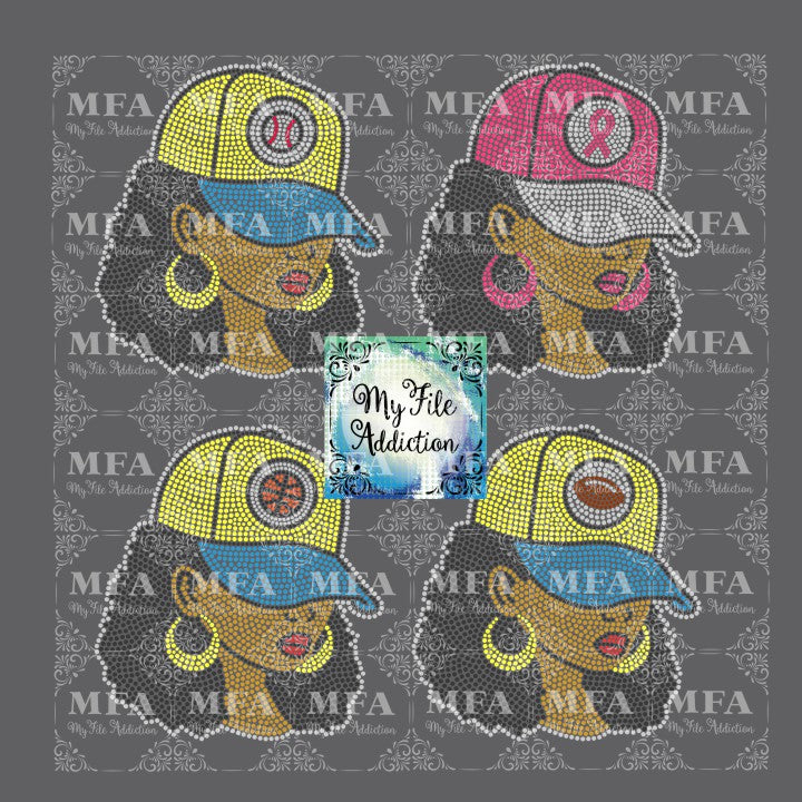 Woman Personalized Trucker Baseball Hat 2 Rhinestone Digital Download File