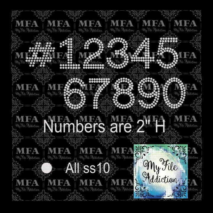 2 Inch Arial Numbers Rhinestone Digital Download File