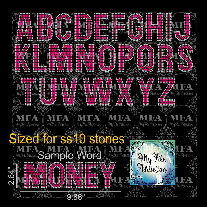 Rhinestone Letters 2 Color Font Alphabet Rhinestone Font Silhouette Cameo  Cricut Svg Dxf Cutting Digital File SS10 