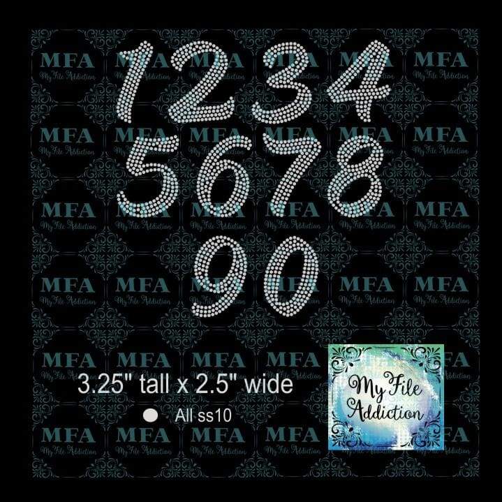 3.25" Numbers Rhinestone Digital Download File - My File Addiction