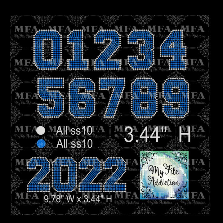 3.44 inch College Numbers Rhinestone Digital Download File - My File Addiction