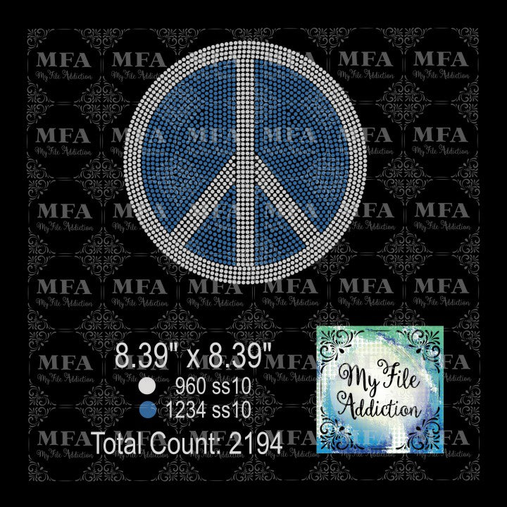 8 Inch Peace Sign Rhinestone Digital Download File