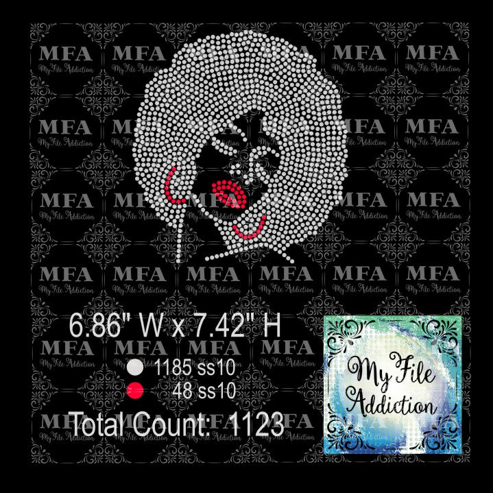 Afro Lady 5 Rhinestone Digital Download File - My File Addiction