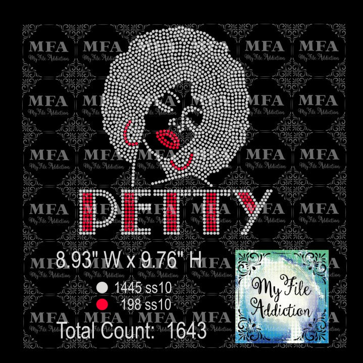 Afro Lady Petty Rhinestone Digital Download File - My File Addiction