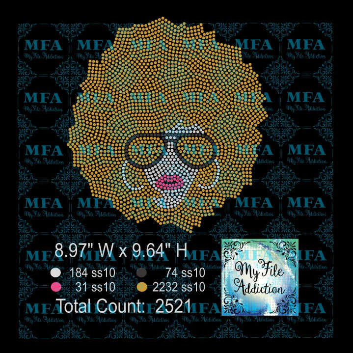 Afro Lady 6 Rhinestone Digital Download File - My File Addiction