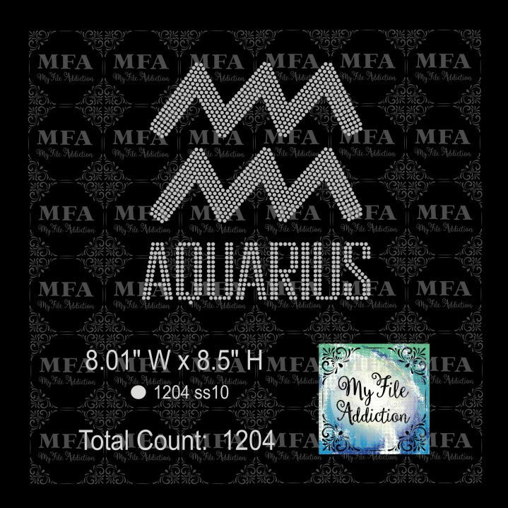 Aquarius 2 Zodiac Sign Rhinestone Digital Download File - My File Addiction