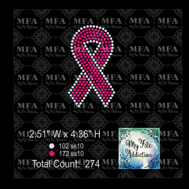 Awareness Ribbon 2 Cancer Rhinestone Digital Download File