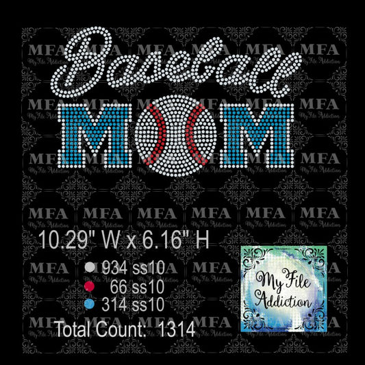 Baseball Mom Rhinestone Digital Download File
