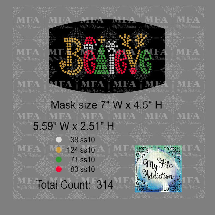 Believe Small Rhinestone Digital Download File