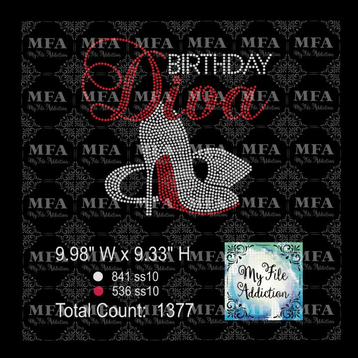 Birthday Diva 4 Stiletto Rhinestone Digital Download File