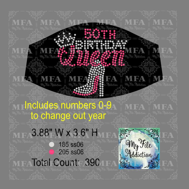 Birthday Number Queen Small Rhinestone Digital Download