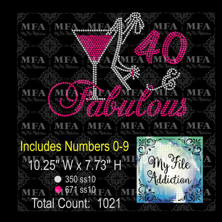 Birthday Number & Fabulous Martini with Shoe 2 Rhinestone Digital Download File - My File Addiction