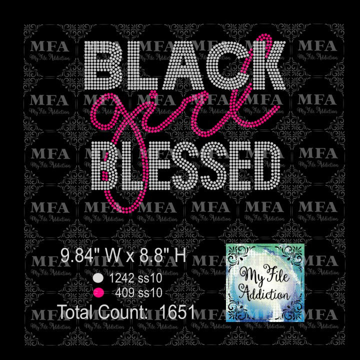 Black Girl Blessed Rhinestone Digital Download File - My File Addiction