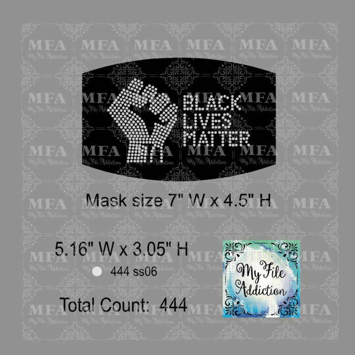 Black Lives Matter Fist Small Rhinestone Digital Download File