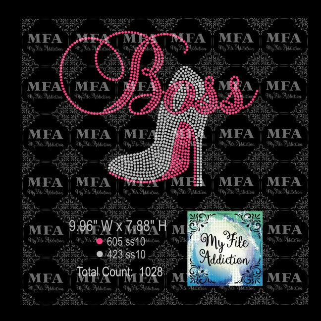 Boss with Stiletto High Heel Shoe Rhinestone Digital Download File - My File Addiction